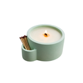 Mint Yeşili Lumina Beton Mumluk, el yapımı beton gövde, çift ahşap fitil, A kalite parafin, 13 cm çap, Lumina koleksiyonu, Studio Jera.