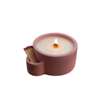 Pembe Lumina Beton Mumluk, el yapımı beton gövde, çift ahşap fitil, A kalite parafin, 13 cm çap, Lumina koleksiyonu, Studio Jera.