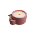 Pembe Lumina Beton Mumluk, el yapımı beton gövde, çift ahşap fitil, A kalite parafin, 13 cm çap, Lumina koleksiyonu, Studio Jera.