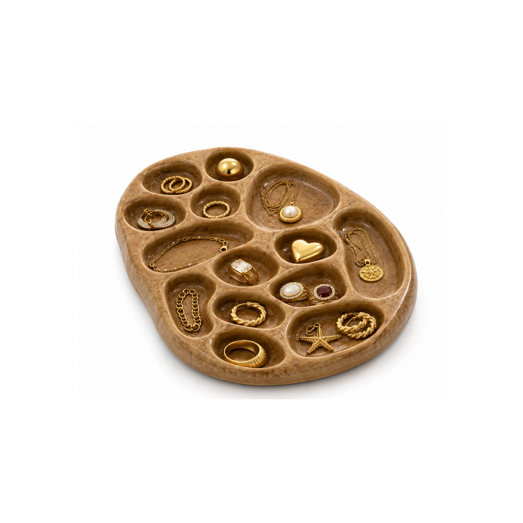 Karamel Genesis Dekoratif Takı Tabağı No.2, soğuk seramik, 14x8 cm, Genesis, TYCHE CO.
