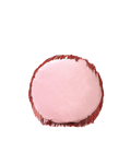 Pembe kadife kırlent, 45 cm kare formlu döşemelik yastık. Yıkanabilir kılıf, salon koltuğu için modern dekor.