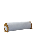 Gri kadife kırlent, 20x60 cm silindir formlu döşemelik yastık. Yıkanabilir kılıf, salon koltuğu için modern dekor.