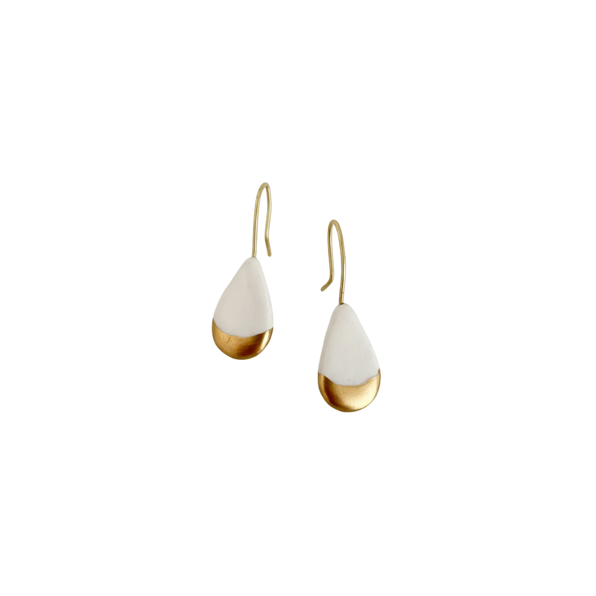 Kırık Beyaz Pure Tear Seramik Damla Küpe, el yapımı seramik, Pure Tear Koleksiyonu, Daniela Ceramic.