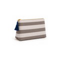 Gri & Krem Ravia Organizer Pouch, döşemelik kumaş, keten astar, gold fermuar, 20×12×5 cm, Ravia koleksiyonu, Tyche Co.
