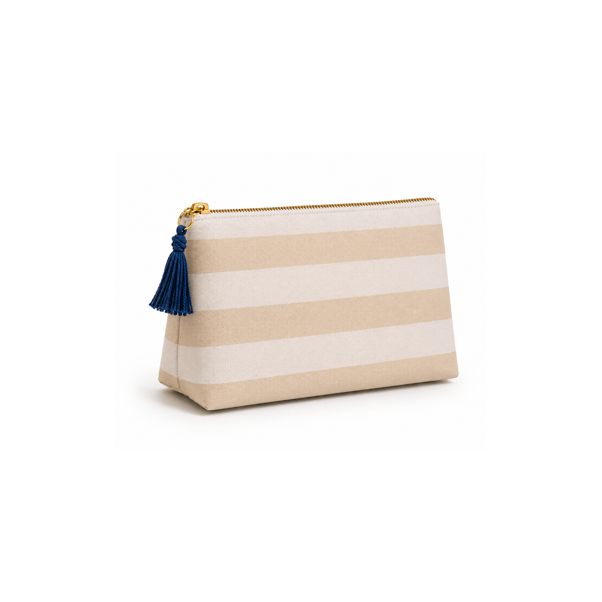 Bej & Krem Ravia Organizer Pouch, döşemelik kumaş, keten astar, gold fermuar, 20×12×5 cm, Ravia koleksiyonu, Tyche Co.