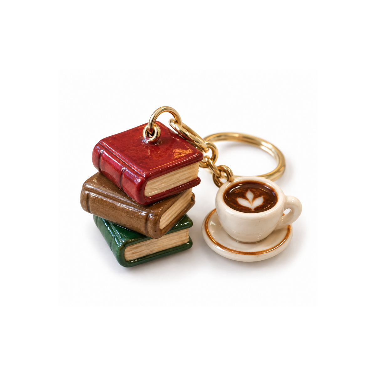 Tyche Seramik El Yapımı Kitap & Kahve Charms