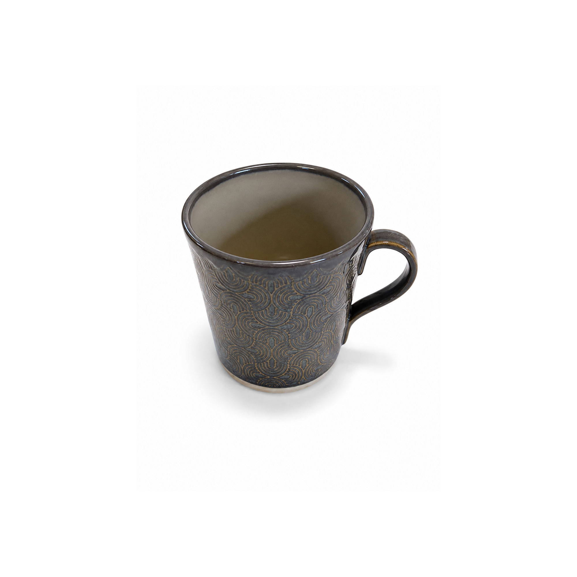 Siyah Krem Teos Alaris Kupa 200 ml, el yapımı stoneware seramik, 200 ml, Teos Koleksiyonu, Emine Shemse Ceramics.