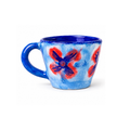 Teos Anemone Stoneware Kupa 200 ml, açık mavi, çiçek deseni, kobalt mavi iç sır, Teos koleksiyonu, Tyche Co.