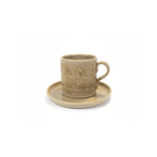 Bej Teos Auren Fincan, el yapımı stoneware seramik kahve fincanı, 60 ml, Teos Koleksiyonu, Emine Shemse Ceramics.