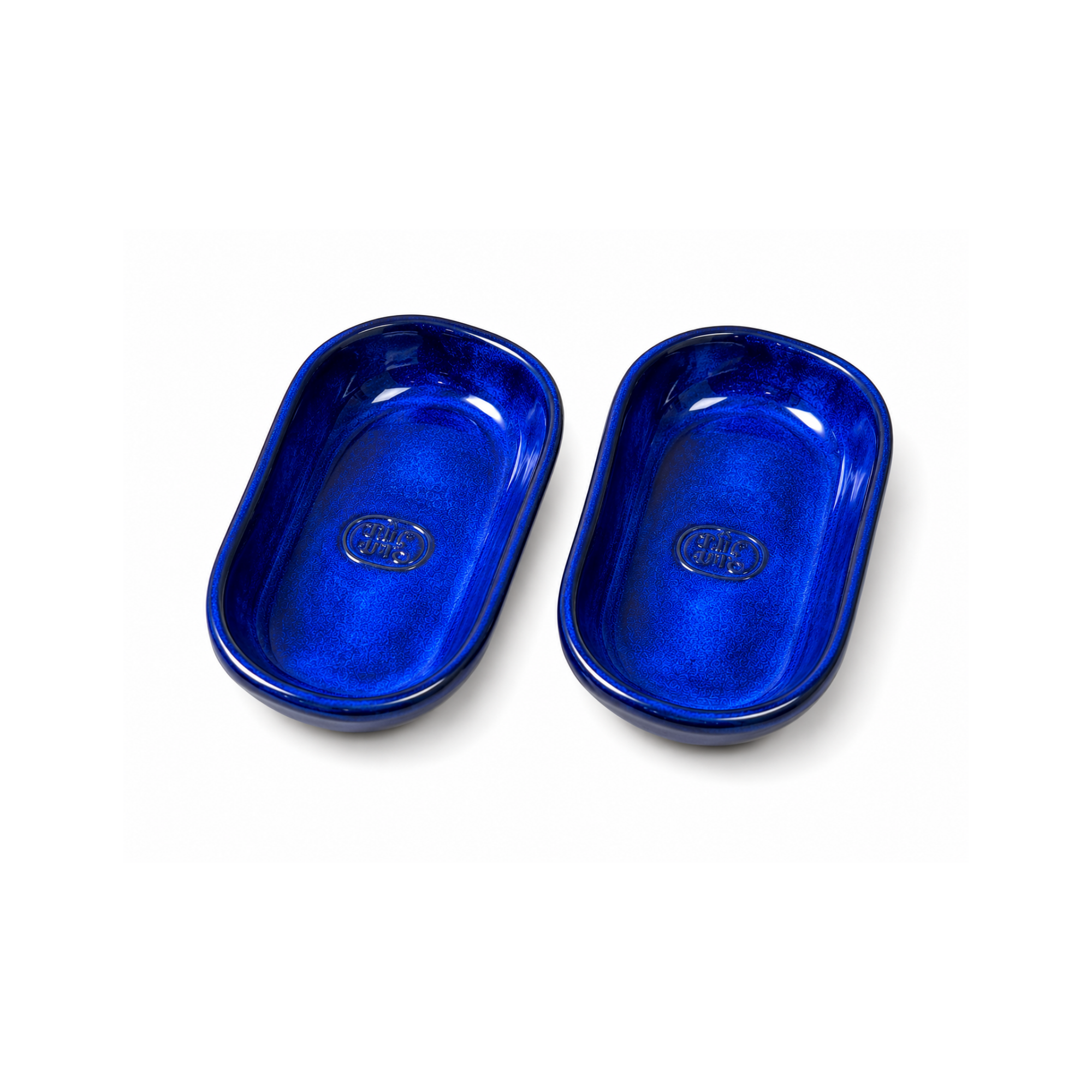 Teos Blues 2'li Mini Stoneware Sosluk 13 cm, kobalt mavi sır, Teos koleksiyonu, Tyche Co.