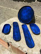 Mavi Lacivert Teos Blues Seramik Tabak 17 cm, el yapımı stoneware seramik, 17 cm, Teos Koleksiyonu, Emine Shemse Ceramics.