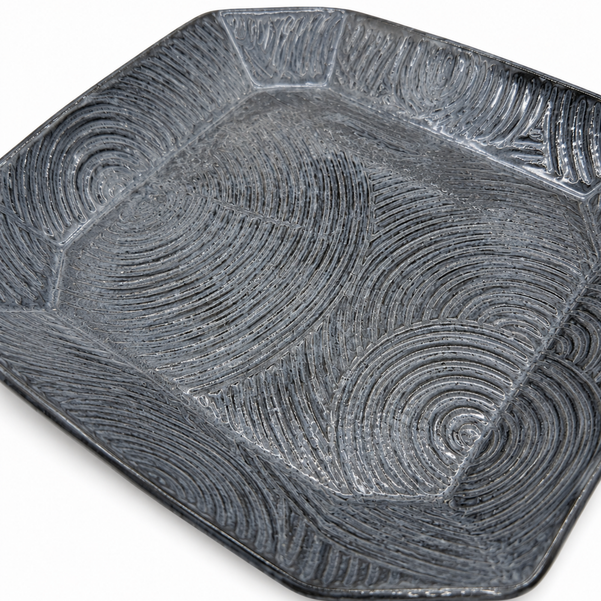Gri Teos Lagoon Seramik Tabak 17 cm, el yapımı stoneware seramik, 17 cm, Teos Koleksiyonu, Emine Shemse Ceramics.