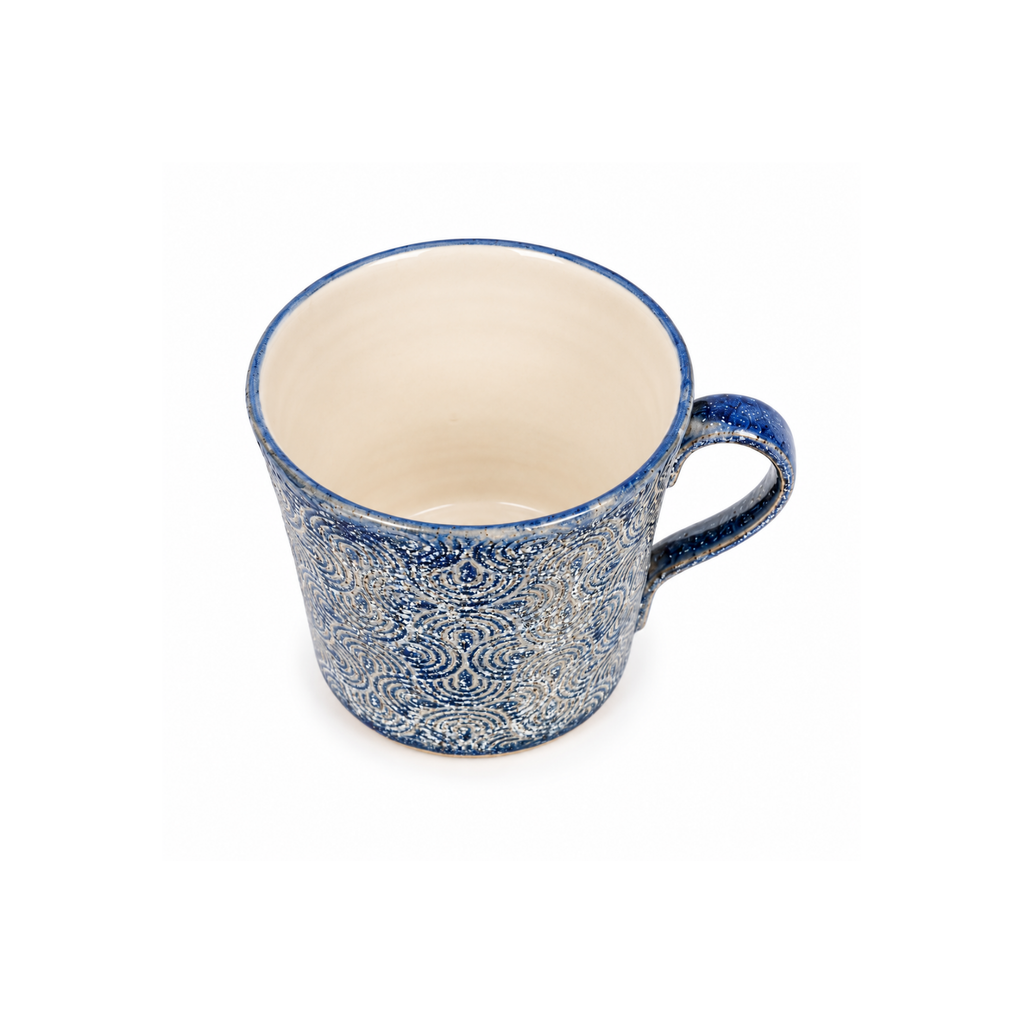 Teos Linea Undula Kupa 200 ml, el yapımı stoneware seramik, dalgalı desen, 200 ml, Teos Koleksiyonu, Emine Shemse Ceramics.