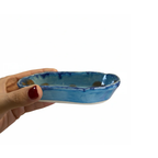Mavi Lacivert Teos Minoa Seramik Tabak 13 cm, el yapımı stoneware seramik, 13 cm, Teos Koleksiyonu, Emine Shemse Ceramics.