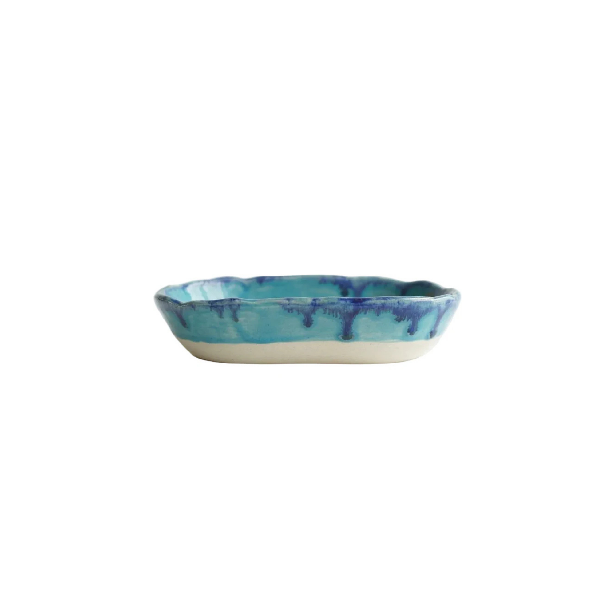 Mavi Lacivert Teos Minoa Seramik Tabak 13 cm, el yapımı stoneware seramik, 13 cm, Teos Koleksiyonu, Emine Shemse Ceramics.