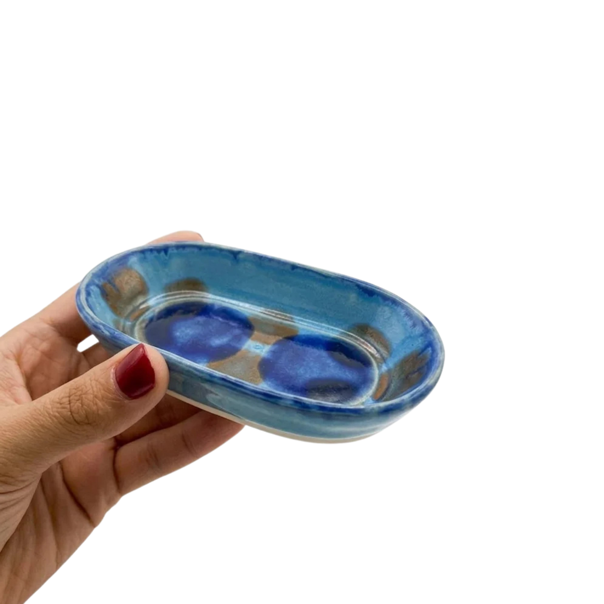 Mavi Lacivert Teos Minoa Seramik Tabak 13 cm, el yapımı stoneware seramik, 13 cm, Teos Koleksiyonu, Emine Shemse Ceramics.