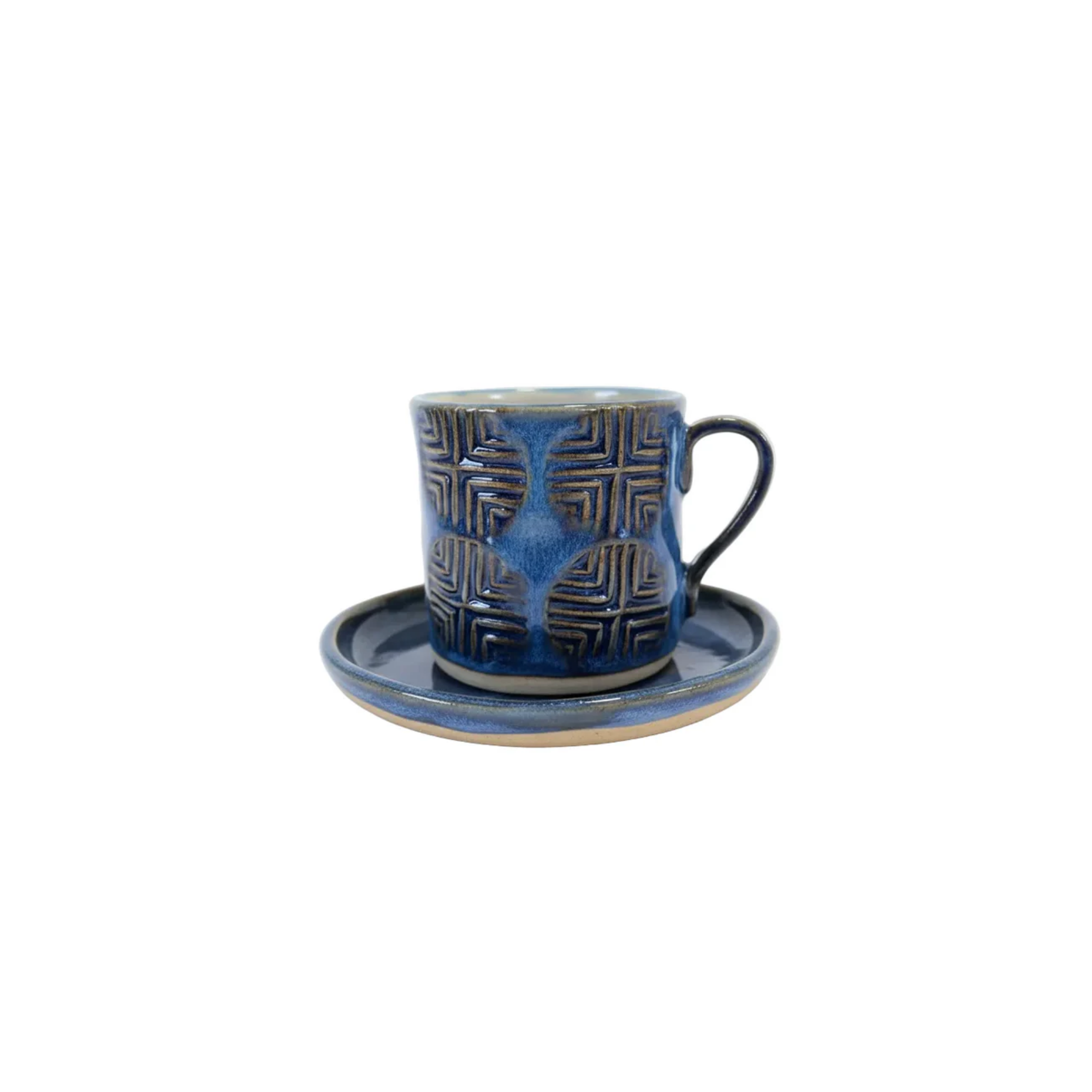 Lacivert Teos Virel Fincan, el yapımı stoneware seramik kahve fincanı, 60 ml, Teos Koleksiyonu, Emine Shemse Ceramics.