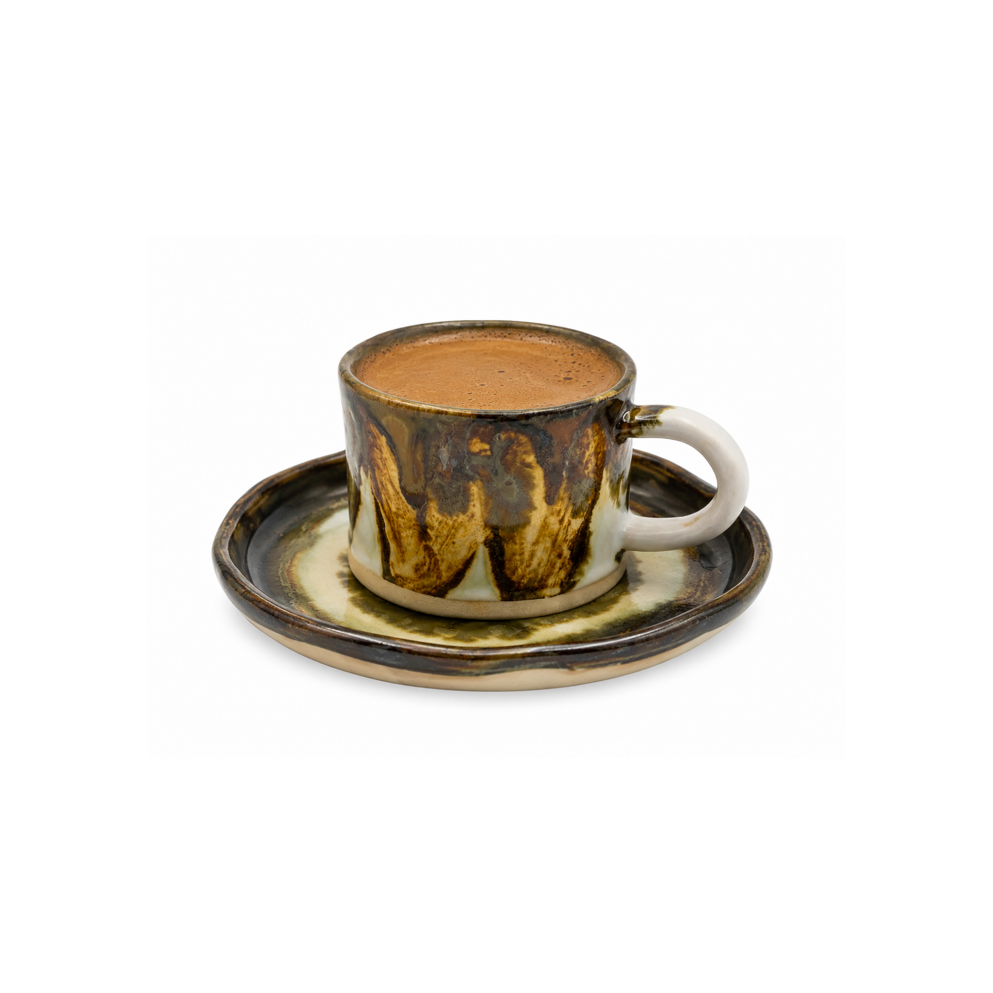 Bej Kahverengi Teos Neviora Fincan, el yapımı stoneware seramik kahve fincanı, 60 ml, Teos Koleksiyonu, Emine Shemse Ceramics.