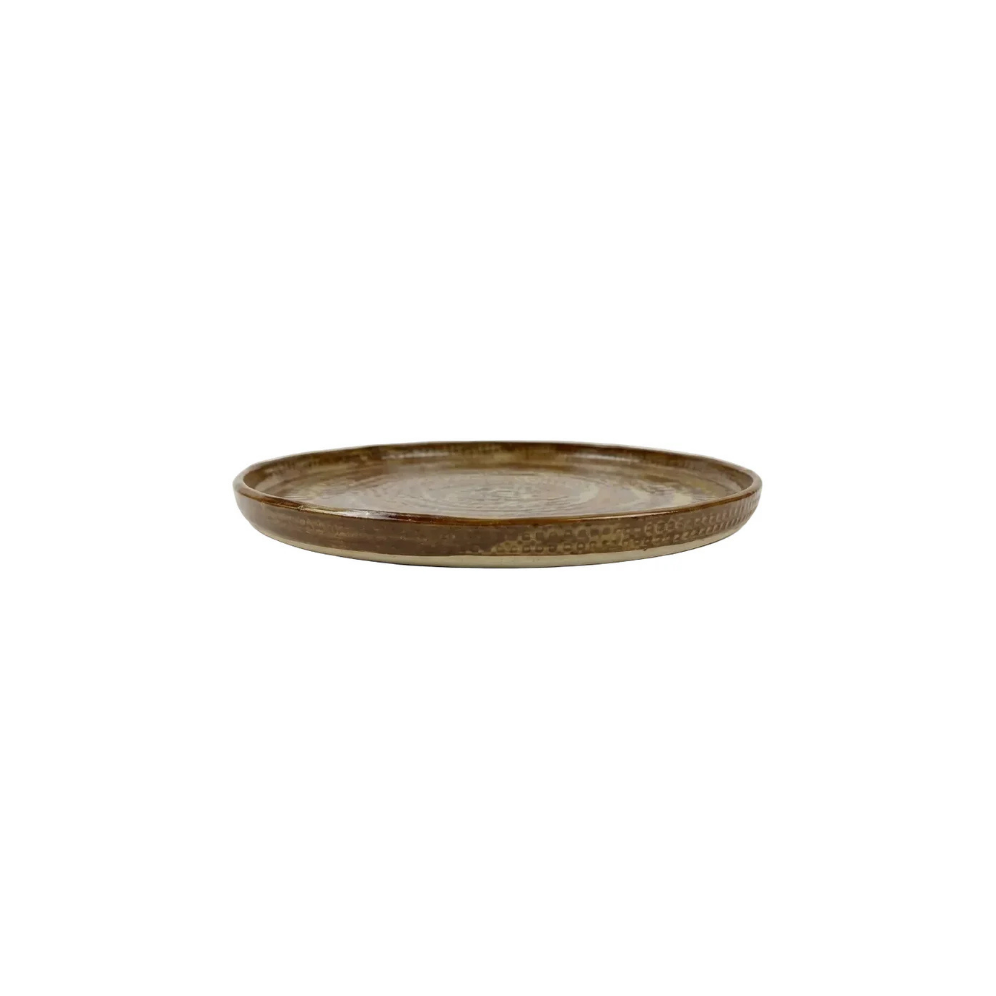 Kahverengi Bej Teos Sienna Seramik Tabak 17 cm, el yapımı stoneware seramik, 17 cm, Teos Koleksiyonu, Emine Shemse Ceramics.
