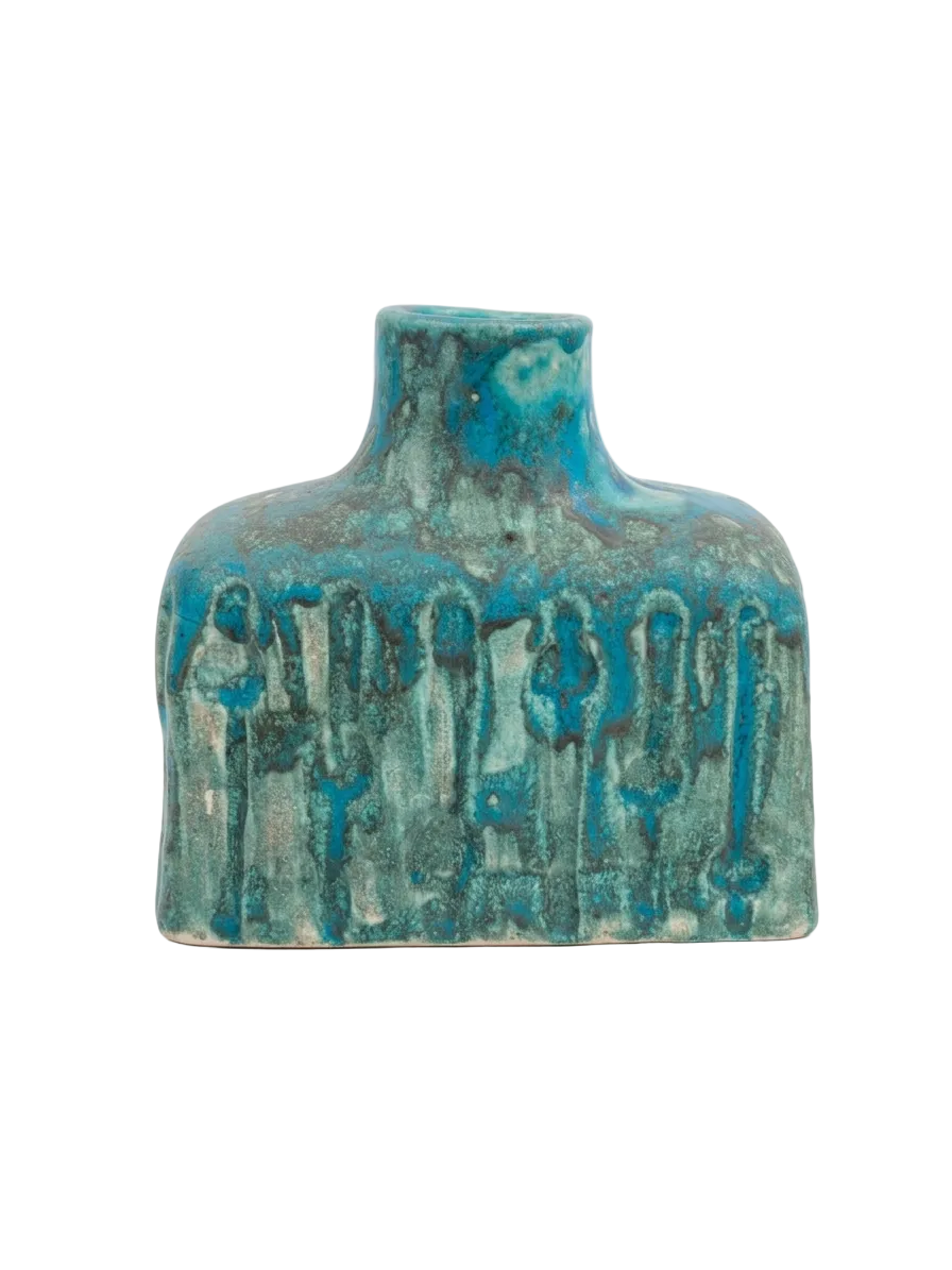 Turkuaz Teos Seramik Vazo 20 cm, el yapimi stoneware seramik, 20 cm, Teos koleksiyonu, Emine Shemse Ceramics.