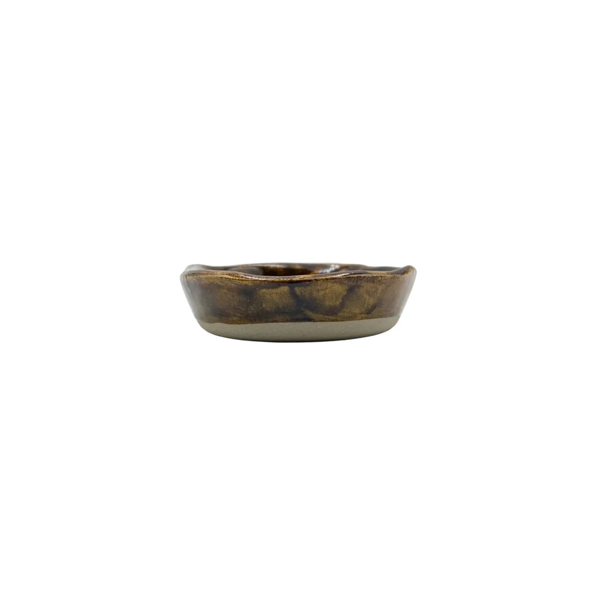 Kahverengi Bej Teos Vesper Seramik Tabak 13 cm, el yapımı stoneware seramik, 13 cm, Teos Koleksiyonu, Emine Shemse Ceramics.