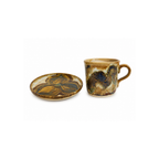 Siyah Bej Teos Virelle Fincan, el yapımı stoneware seramik kahve fincanı, 60 ml, Teos Koleksiyonu, Emine Shemse Ceramics.