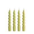 Açık Yeşil Twister 4'lü Burgu Şamdan Mum Seti, A kalite parafin, 19 cm, Twister koleksiyonu, Studio Jera.