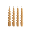 Bej Twister 4'lü Burgu Şamdan Mum Seti, A kalite parafin, 19 cm, Twister koleksiyonu, Studio Jera.