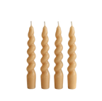 Bej Twister 4'lü Burgu Şamdan Mum Seti, A kalite parafin, 19 cm, Twister koleksiyonu, Studio Jera.