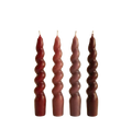 Bordo & Çok Renkli Twister 4'lü Burgu Şamdan Mum Seti, A kalite parafin, 19 cm, Twister koleksiyonu, Studio Jera.
