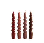 Bordo & Çok Renkli Twister 4'lü Burgu Şamdan Mum Seti, A kalite parafin, 19 cm, Twister koleksiyonu, Studio Jera.