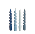 Mavi & Çok Renkli Twister 4'lü Burgu Şamdan Mum Seti, A kalite parafin, 19 cm, Twister koleksiyonu, Studio Jera.