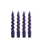 Patlıcan Moru Twister 4'lü Burgu Şamdan Mum Seti, A kalite parafin, 19 cm, Twister koleksiyonu, Studio Jera.