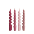 Pembe & Çok Renkli Twister 4'lü Burgu Şamdan Mum Seti, A kalite parafin, 19 cm, Twister koleksiyonu, Studio Jera.