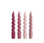 Pembe & Çok Renkli Twister 4'lü Burgu Şamdan Mum Seti, A kalite parafin, 19 cm, Twister koleksiyonu, Studio Jera.