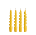 Sarı Twister 4'lü Burgu Şamdan Mum Seti, A kalite parafin, 19 cm, Twister koleksiyonu, Studio Jera.