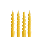 Sarı Twister 4'lü Burgu Şamdan Mum Seti, A kalite parafin, 19 cm, Twister koleksiyonu, Studio Jera.
