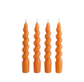 Turuncu Twister 4'lü Burgu Şamdan Mum Seti, A kalite parafin, 19 cm, Twister koleksiyonu, Studio Jera.