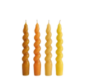 Turuncu & Çok Renkli Twister 4'lü Burgu Şamdan Mum Seti, A kalite parafin, 19 cm, Twister koleksiyonu, Studio Jera.
