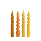 Turuncu & Çok Renkli Twister 4'lü Burgu Şamdan Mum Seti, A kalite parafin, 19 cm, Twister koleksiyonu, Studio Jera.