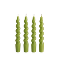 Yeşil Twister 4'lü Burgu Şamdan Mum Seti, A kalite parafin, 19 cm, Twister koleksiyonu, Studio Jera.