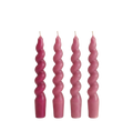 Pembe Twister Burgu Şamdan Mumu 4'lü Set, el yapımı, Studio Jera.