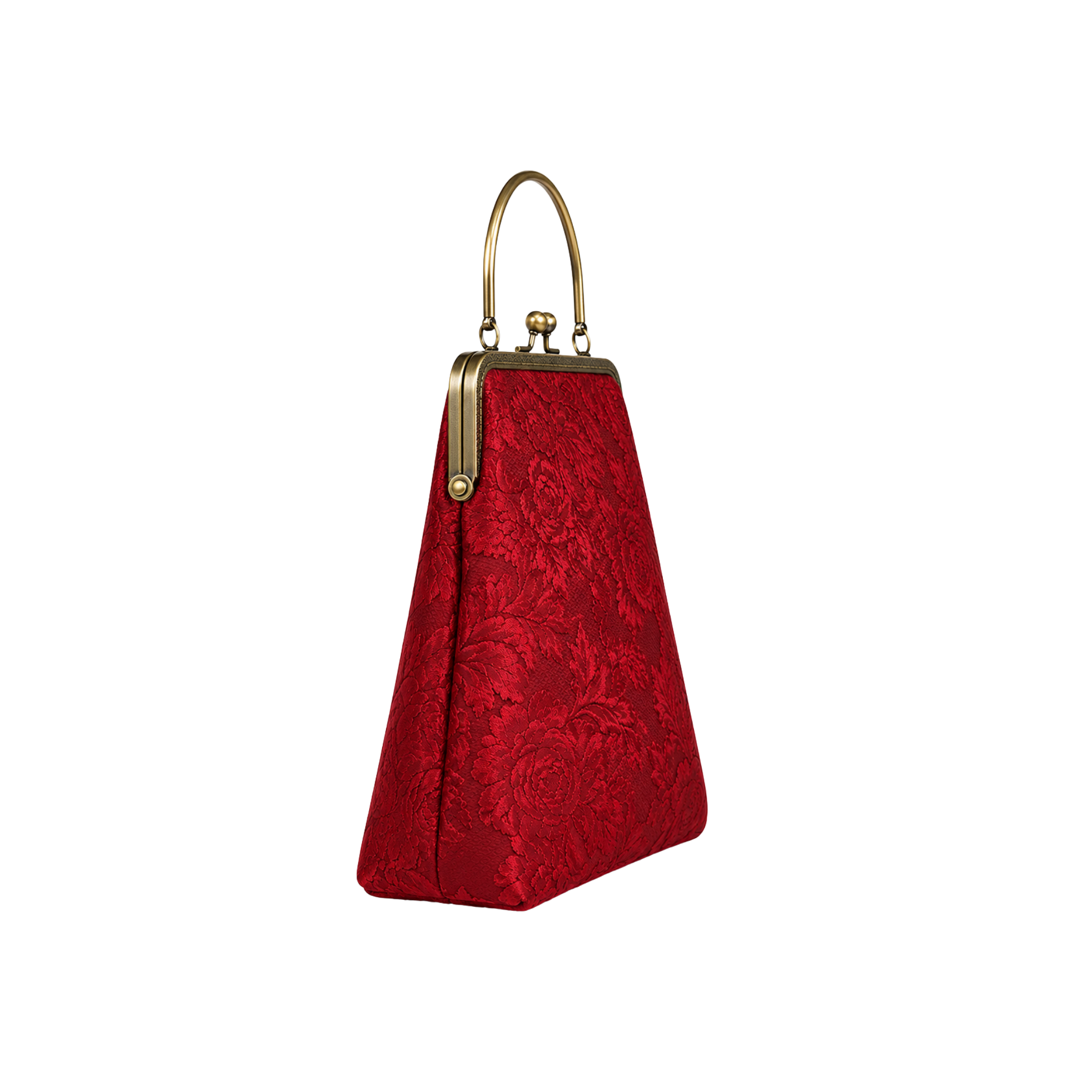Vintage Ruby Velvet Çerçeve Çanta