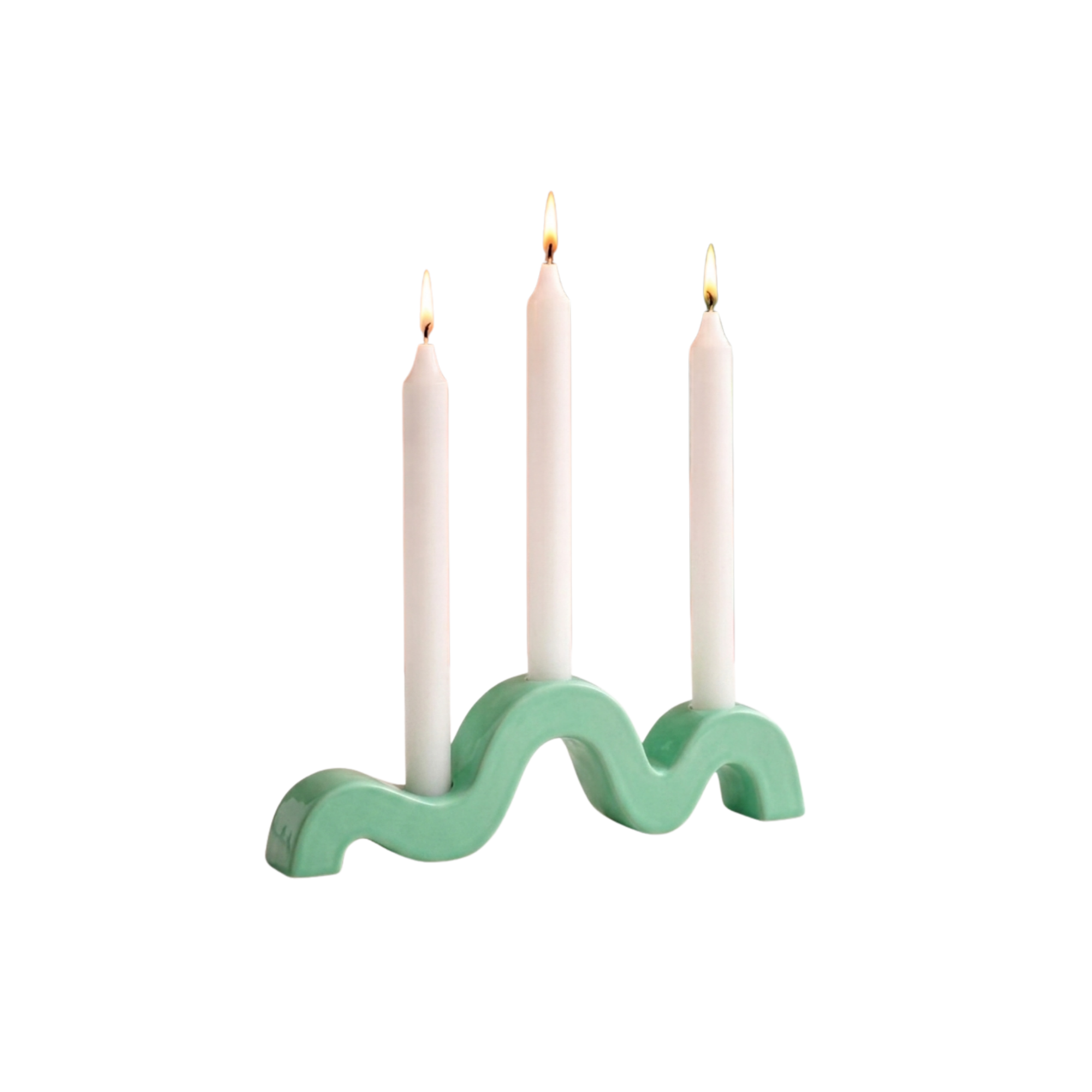 Mint Yeşili Wave Dekoratif Tasarım Şamdan, el yapımı özel beton harcı, 24,5 cm genişlik, Wave koleksiyonu, Studio Jera.